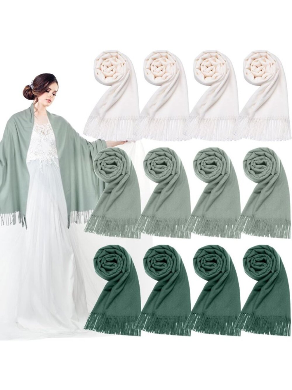 12 Pack Wedding Shawls Wraps - Elegant Scarves for Guests, Bridal Gifts, Outdoor